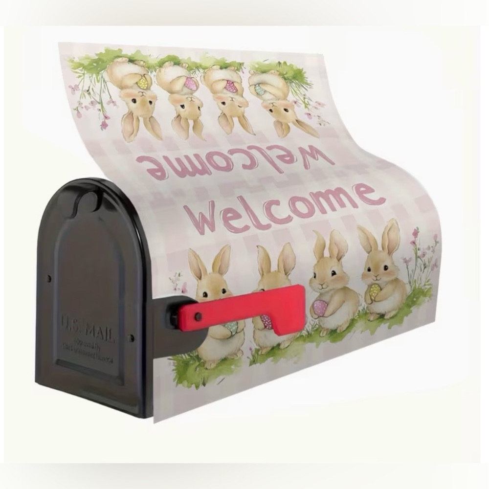 Easter Bunny Rabbit Welcome Mailbox Cover Spring - Picture 2 of 5